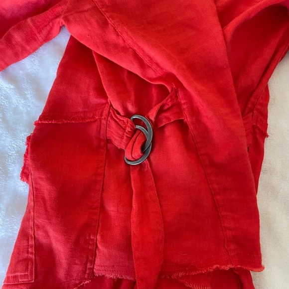 Free People Red Draped Linen Jacket - Picture 10 of 12